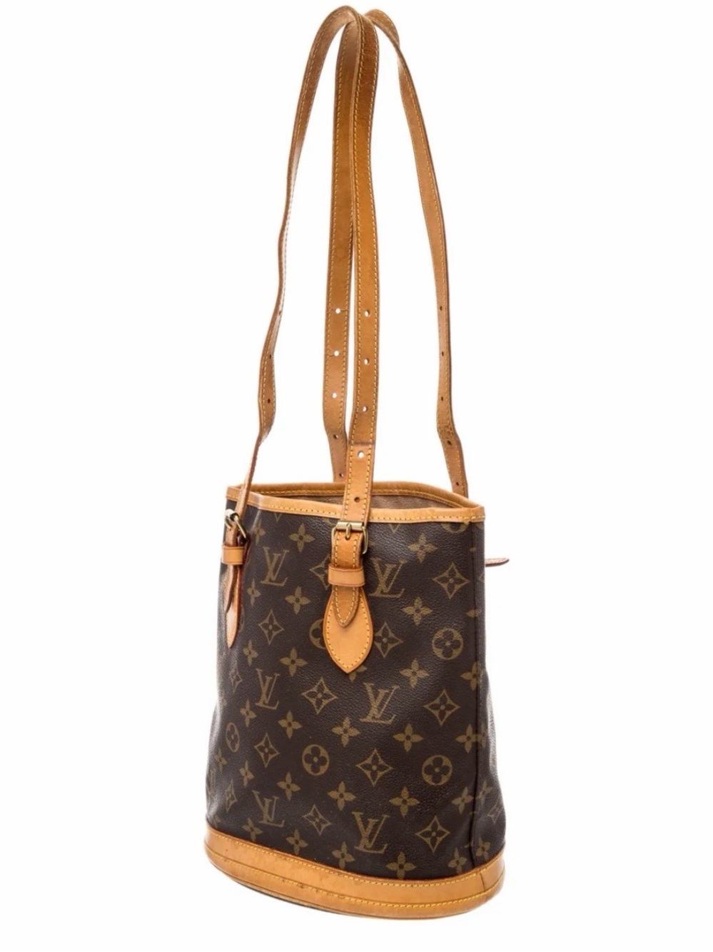 Louis Vuitton Monogram Canvas Bucket Shoulder Bag in Brown and Tan